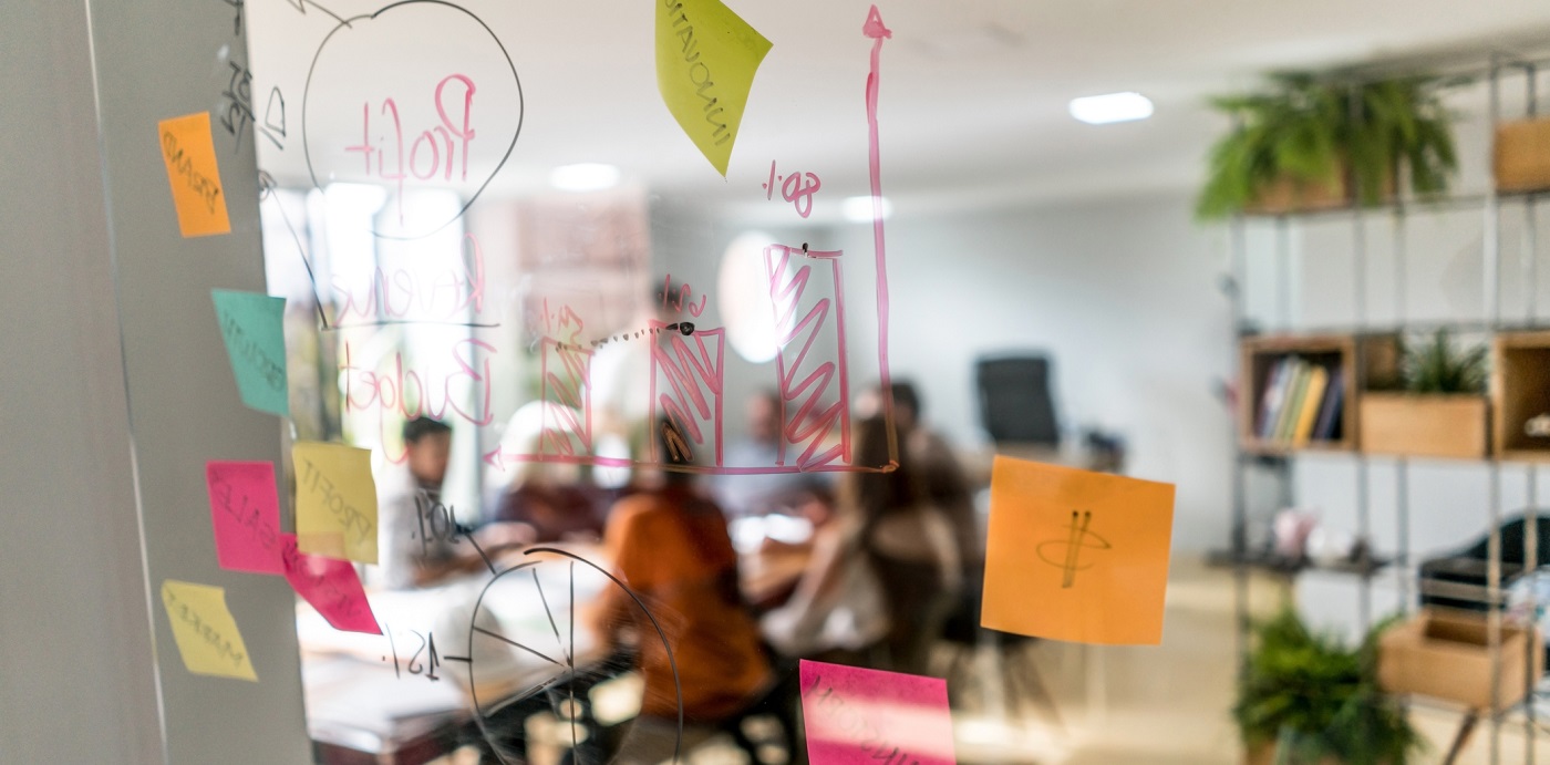 Group of people in a business meeting at a creative office